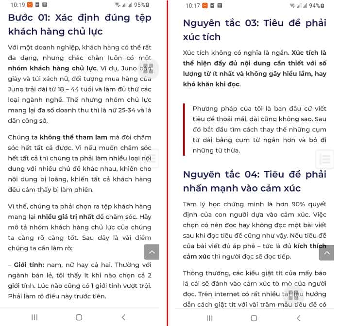 cách tối ưu bài viết trên giao diện mobile