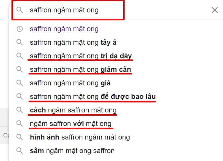 Tìm từ khóa LSI trên Google Suggest theo từ khóa phụ