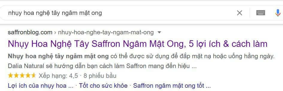 kết quả top 01 từ khóa nhụy hoa nghệ thây ngâm mật ong của ABC Digi