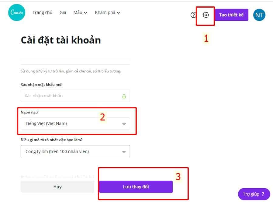 hướng dẫn đổi ngôn ngữ tiếng việt