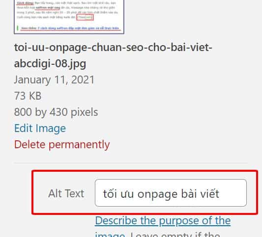 Hình ảnh 6 bước & checklist Tối ưu On-page Bài Viết SEO khi post lên website 54 điền alt text cho hình ảnh