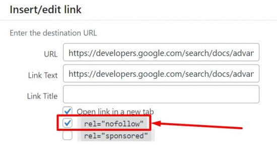 Cách cài đặt nofollow cho url
