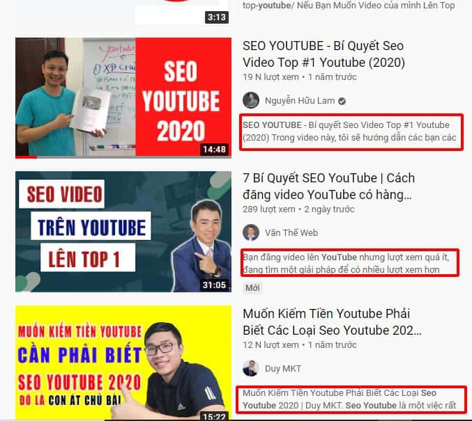 tối ưu phần description video