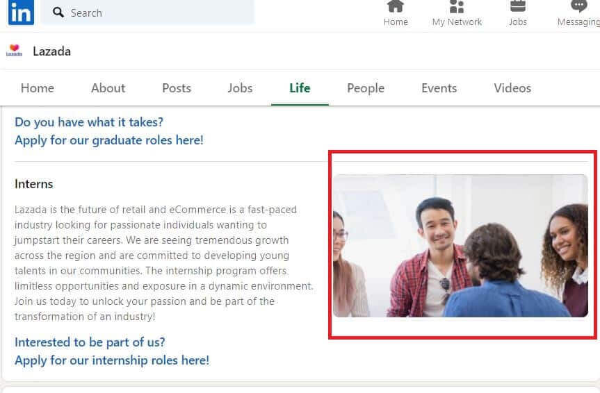 Hình ảnh Các Kích Thước Ảnh Trên Facebook, YouTube, Instagram, Linkedin 73 Kích thước ảnh "Interns" (phần giới thiệu tiểu sử công ty)