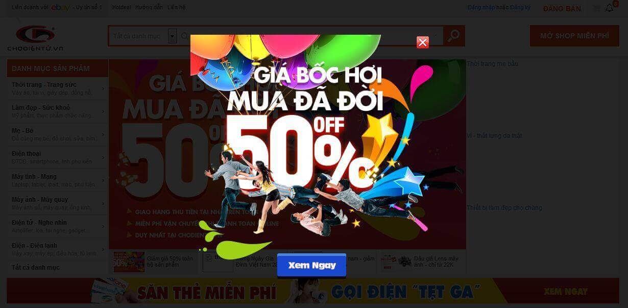 Sử dụng pop-up hợp lý 