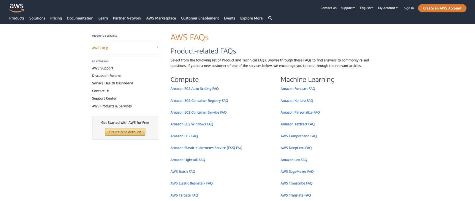 Trang FAQs của Amazon Web Services