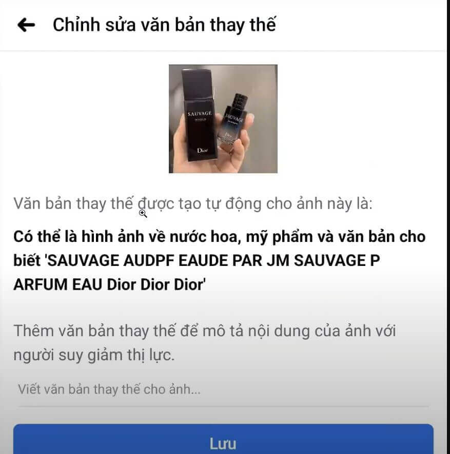 Hình ảnh 14 Chính Sách Quảng Cáo Facebook Bạn Cần Biết Để Tránh Bị Ăn Gậy 16 Đây là hình ảnh quảng cáo đang chạy cho chai nước hoa Dior Sauvage