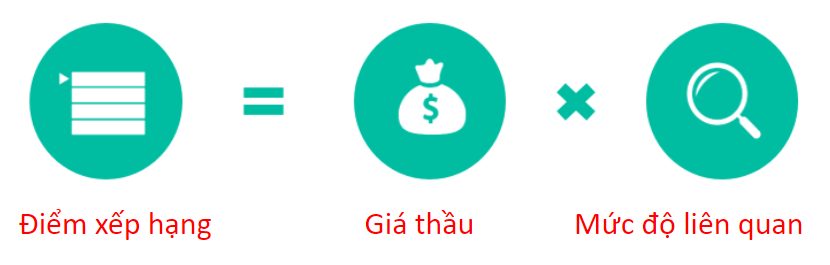 Thứ hạng được tính bằng tổ hợp giữa điểm chất lượng (Quality Score) và mức độ đấu giá (Bid Amount)