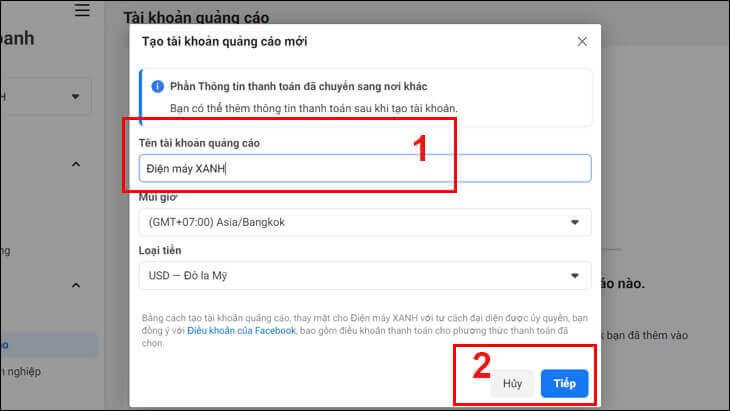 Tao tai khoan Quang Cao Facebook don gian chi trong 1 phut 10