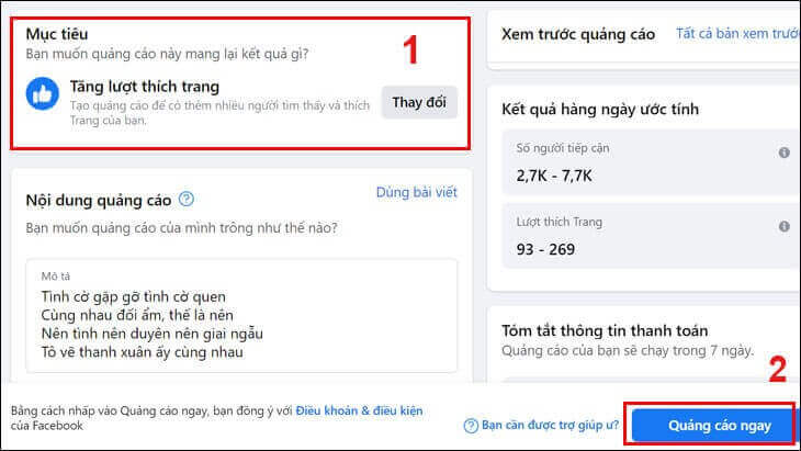 Tao tai khoan Quang Cao Facebook don gian chi trong 1 phut 3