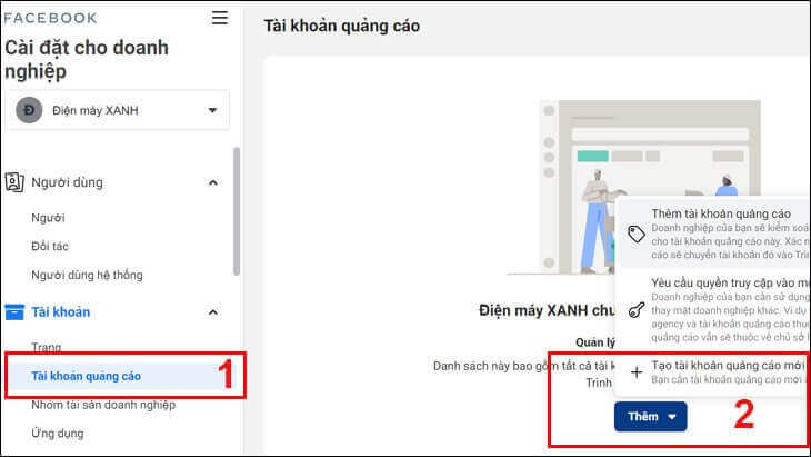 Tao tai khoan Quang Cao Facebook don gian chi trong 1 phut 9