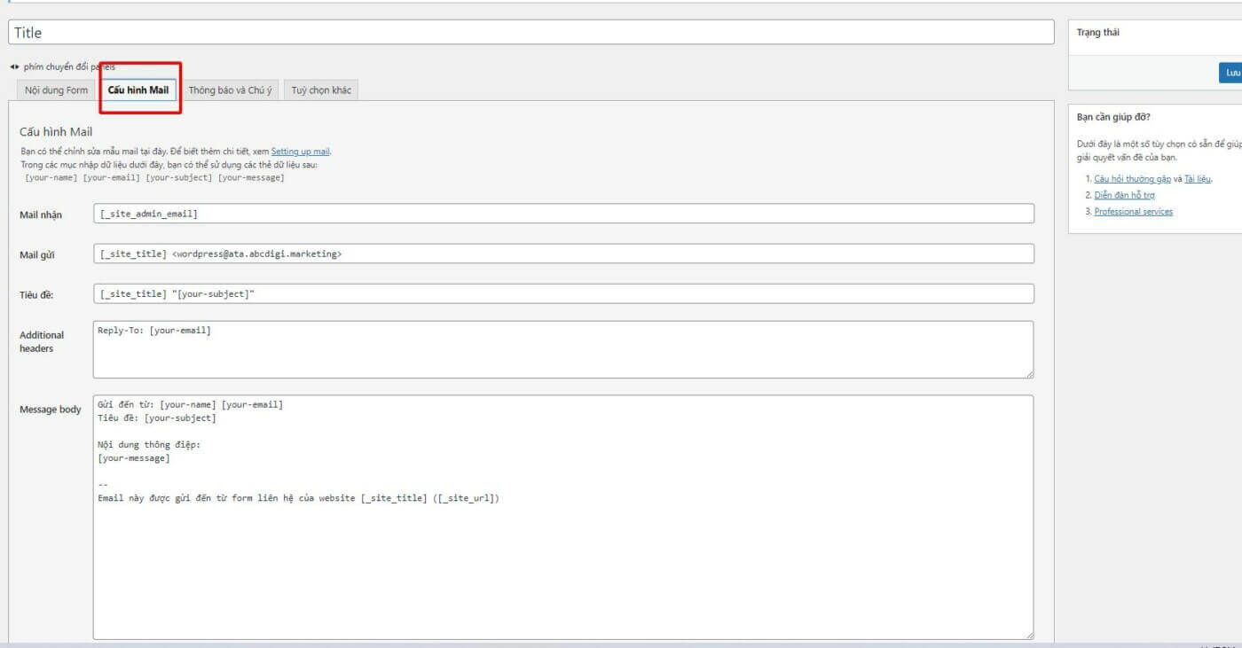 Hình ảnh Hướng Dẫn Cài Đặt Và Sử Dụng Contact Form 7 Trên WordPress 18 cau hinh mail contact form