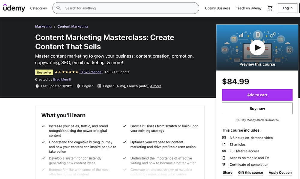 Hình ảnh Top 12 Khóa Học Content Marketing Miễn Phí Và Có Phí 29 Udemy Content Masterclass