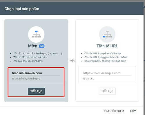 Ghi ten mien ban da mua vao phan ten mien ma khong co www hoac HTTPS