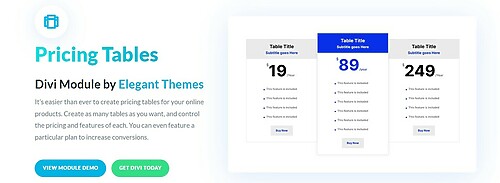 Pricing Tables