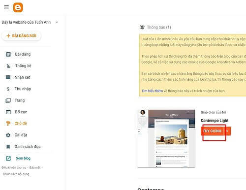 Tuy Chinh Chu De theme Blogger Cua Ban