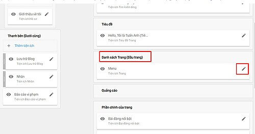 chon Layout hoac Bo Cuc Tim den phan lien quan den menu