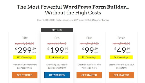 wpform price
