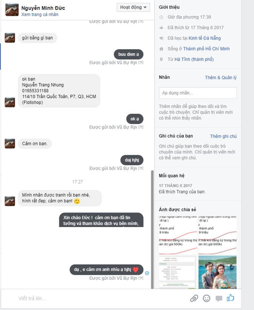 Feedback tin nhắn khách hàng