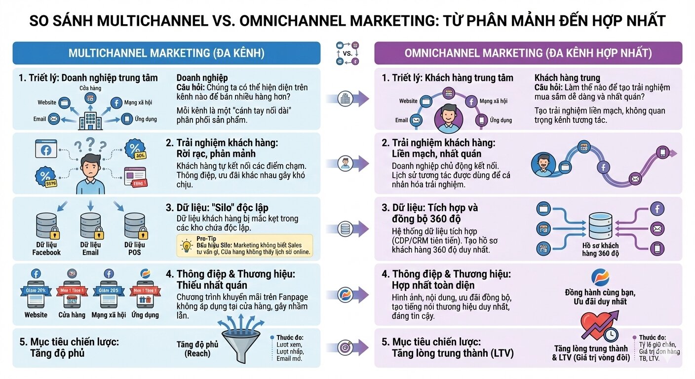 Hình ảnh Phân biệt Multichannel vs Omnichannel: Hiểu đúng để làm trúng 3 so sanh omnichanel muntichanel