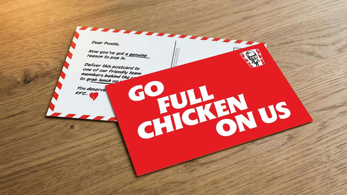 kfc postie postcard.wkn 27oa