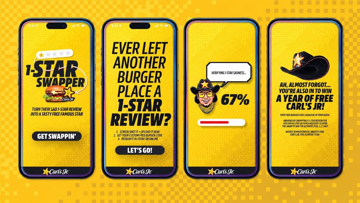 Hình ảnh Case Study: Carl's Jr Tặng Burger Miễn Phí Cho Khách Hàng Từng Chê Đối Thủ 1 Sao 2 case study carls jr tang burger mien phi cho khach hang tung che doi thu 1 sao 1